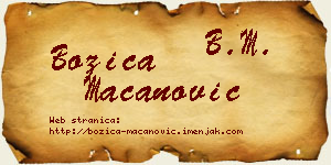 Božica Macanović vizit kartica